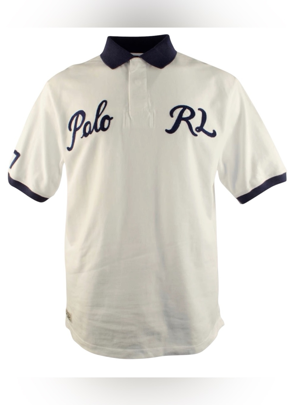 Polo Ralph Lauren White Heavyweight Cotton Rugby Shirt Navy 67 Patch Men XLT NWT